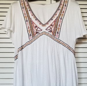 Women's v-neck embroidered blouse